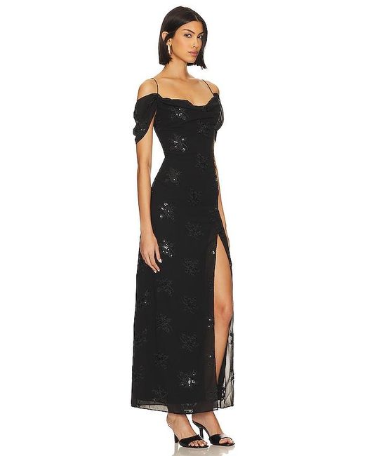 LPA Black Yvanna Embroidered Maxi Dress