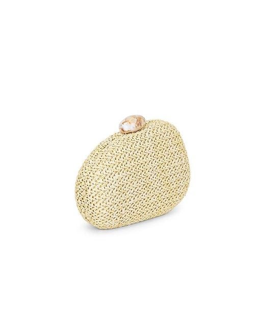 Dolce Vita White Dionne Raffia Box Clutch