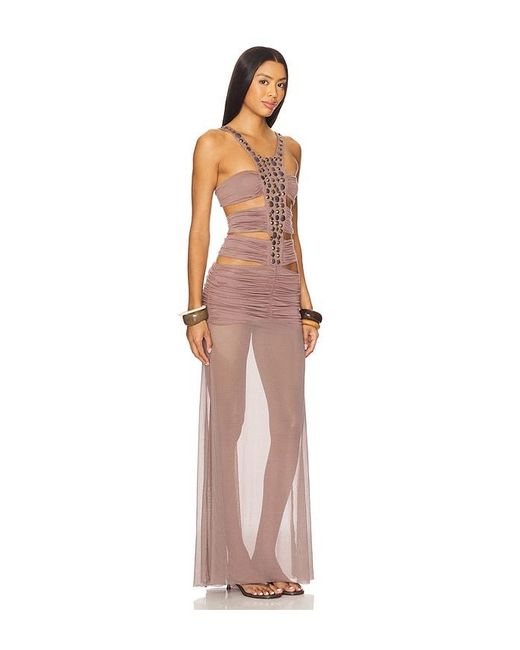 Jaded London Purple Kleid Hadassa Hand-Beaded Maxi