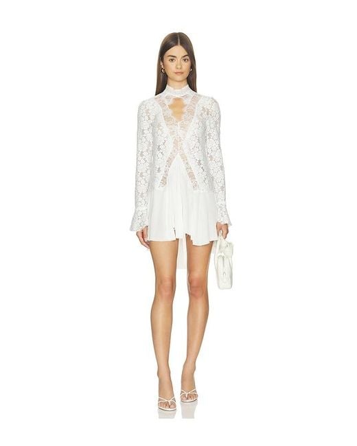 Free People White First Crush Lace Tunic