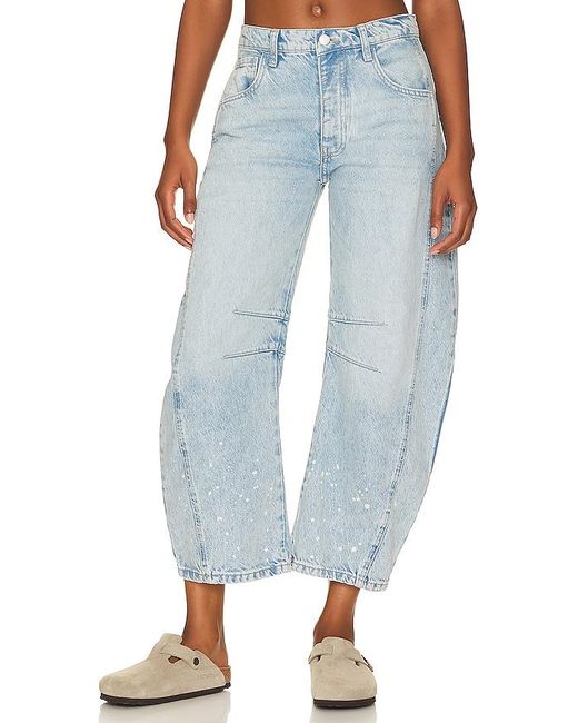 Free People Blue Lucky You Mid Rise Barrel