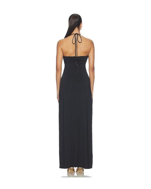 Runaway the Label Blue Nina Ruched Halter Maxi Dress