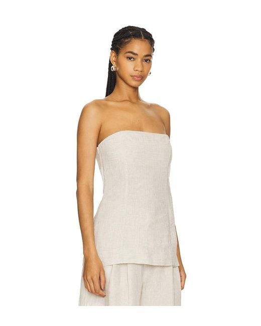 GRLFRND White Linen Strapless Tunic Top