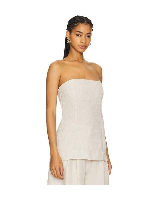 GRLFRND White Linen Strapless Tunic Top