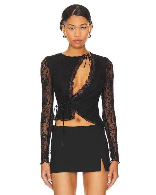 superdown Anahi Wrap Lace Top in Black | Lyst UK