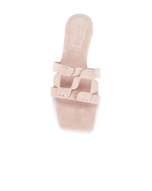 Jonathan Simkhai White Monogram Suede Flat Slide