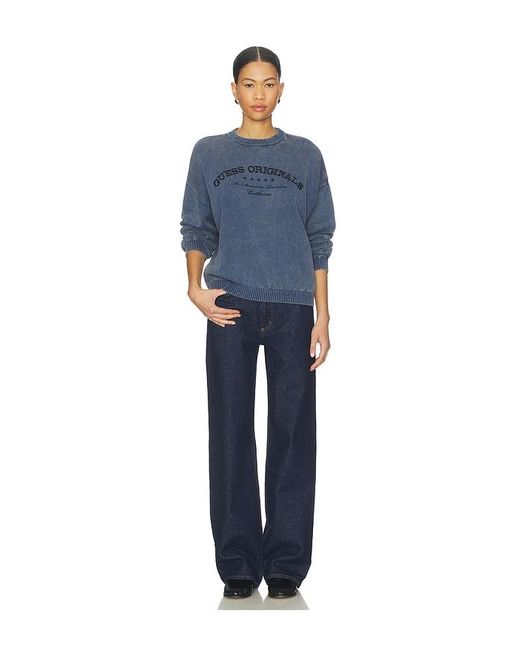 Guess Blue Boxy Logo Sweater