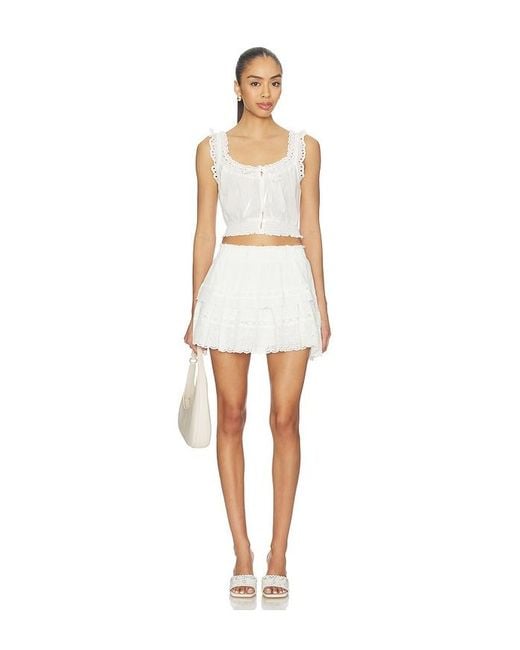 LoveShackFancy White Ruffle Mini Skirt