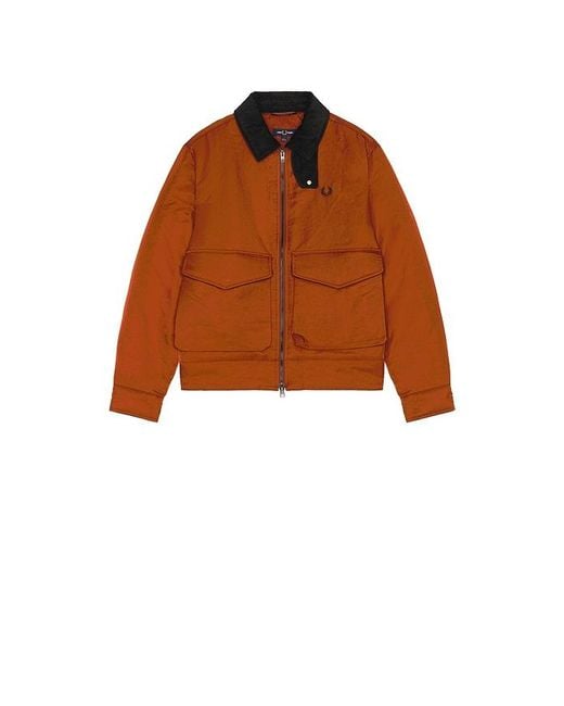 Fred Perry Brown Nylon Caban Jacket for men
