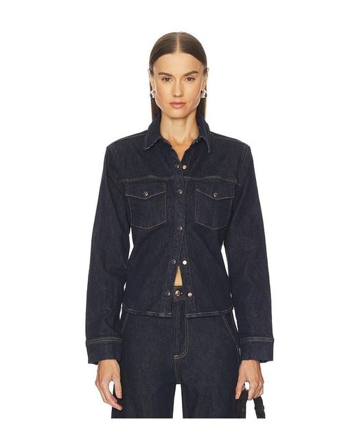 Pistola Blue Thea Shrunken Denim Shacket