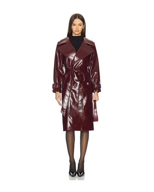Alice + Olivia Red Nevada Vegan Leather Trench Coat