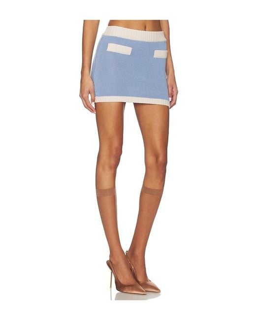 ROWEN ROSE Blue Knit Mini Skirt