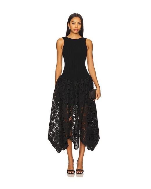 Aje. Black Atlas Knit Midi Dress