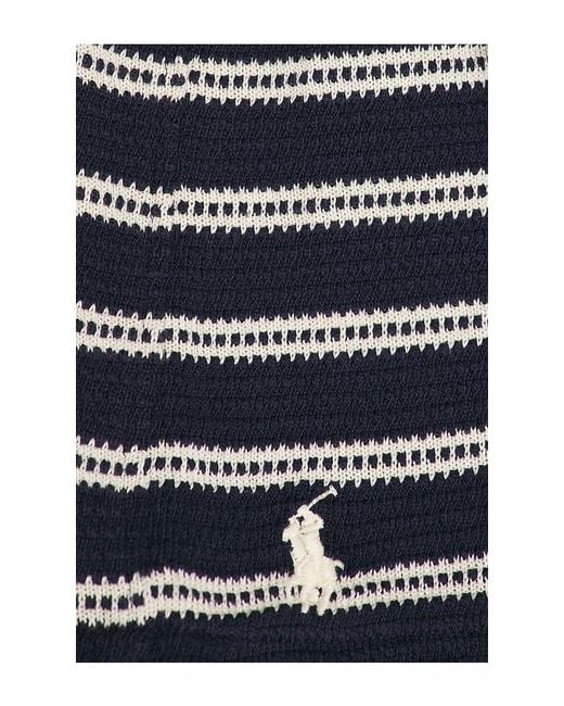 Polo Ralph Lauren Black Short Sleeve Cotton Bar Stripe Textured Andy Camp Shirt for men