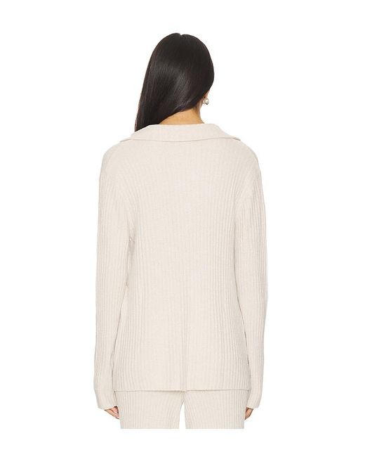 Barefoot Dreams White Cozychic Ultra Lite Lurex Rib Button Front Shirt