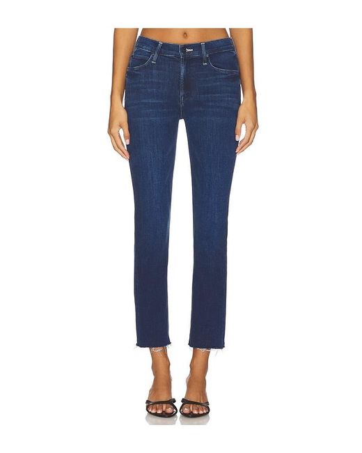 Mother Blue The Mid Rise Dazzler Ankle Fray Jeans