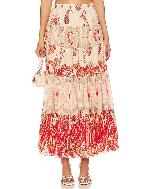 Free People Red Super Thrills Maxi Skirt