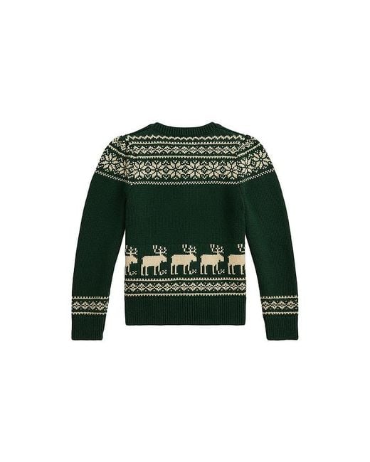 Polo Ralph Lauren Green Long Sleeve Intarsia Holiday Cardigan