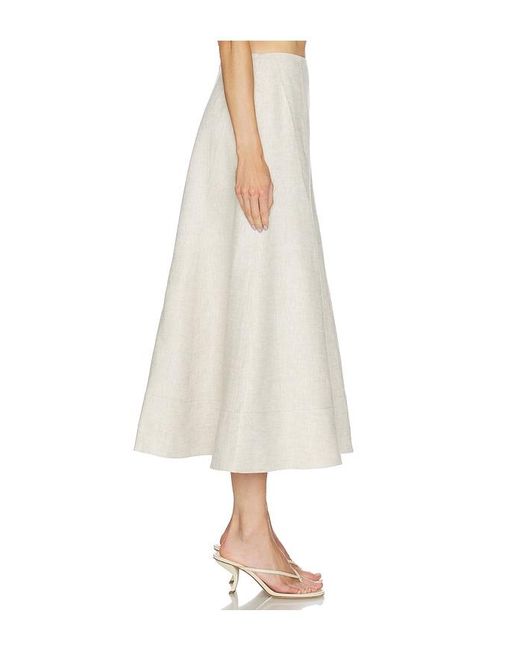 Camila Coelho Natural Malena Linen Midi Skirt