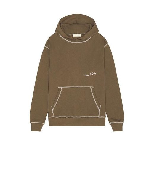 Museum of Peace & Quiet Brown Wordmark Reverse Stitched Hoodie for men