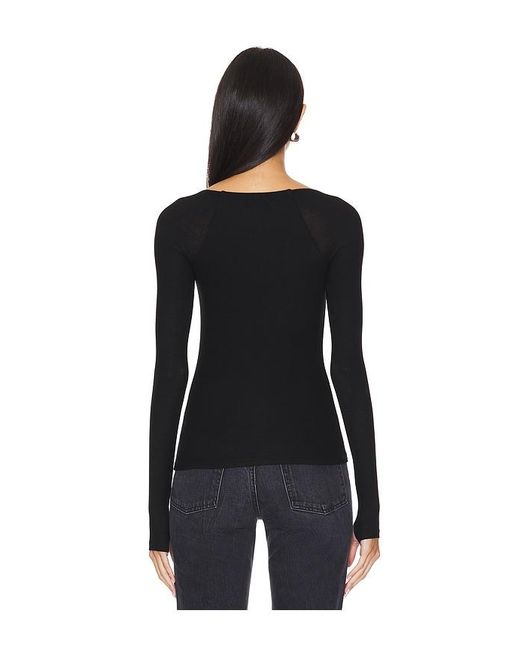 Michael Lauren Black Kaleb Long Sleeve W/ Square Neckline Double Layered Top