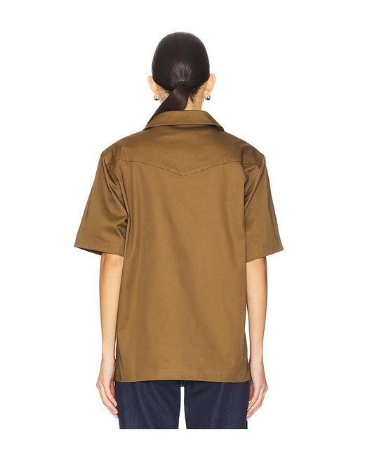 WAO Brown Satin Western Short Sleeve Shirt for men