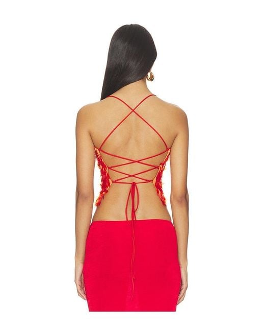 With Harper Lu Red Backless Top