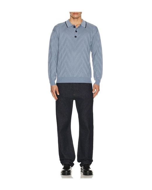 Scotch & Soda Blue Structure Long Sleeve Polo for men