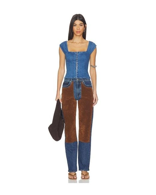 Free People Blue Marilyn Denim Corset