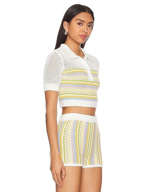 Lovers + Friends Yellow Shelly Knit Polo