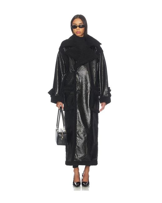 OTTOLINGER Black Shearling Oversized Split Coat