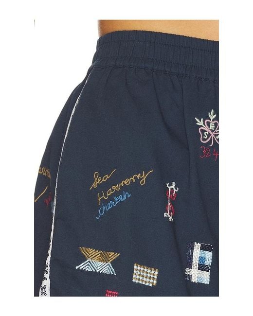 Sea Blue Claira Embroidered Shorts
