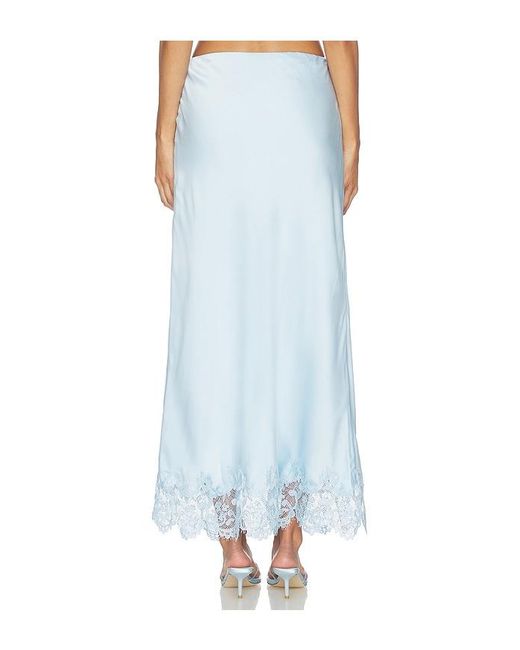 Bardot Blue X Revolve Elisan Lace Satin Midi Skirt