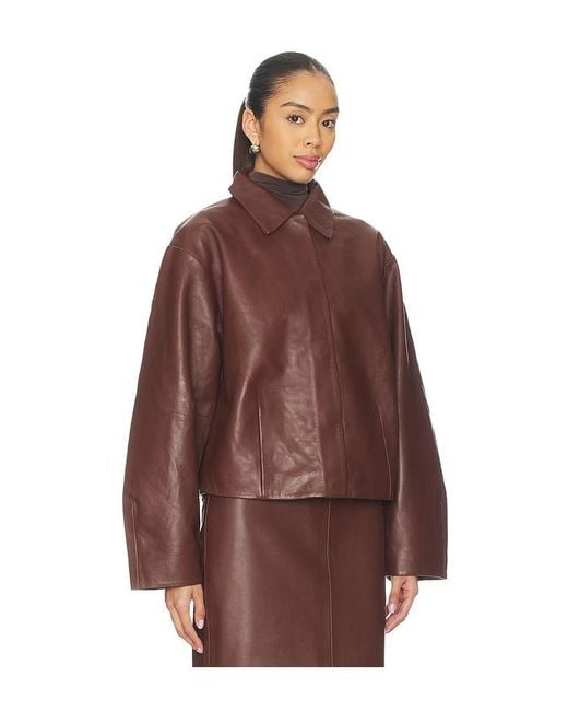 St. Agni Brown Leather Cocoon Jacket