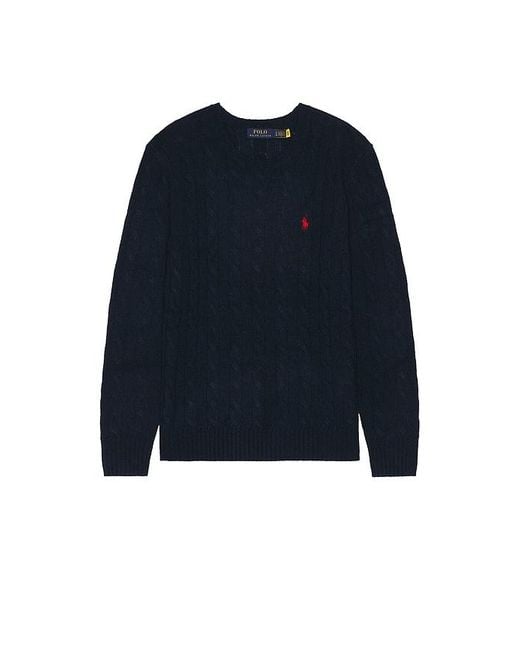Polo Ralph Lauren Blue Cable-Knit Wool-Cashmere Sweater for men