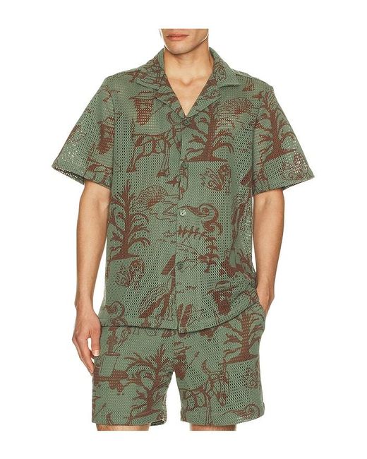 Oas Green Poplan Cuba Shirt for men