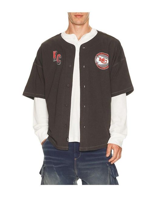 Junk Food Black Chiefs Baseball Jersey for men