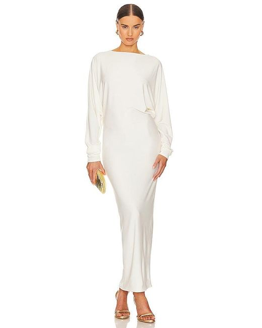 Helsa White Matte Jersey Open Back Dress