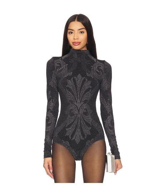 Wolford Black X Etro Metallic Jacquard Bodysuit