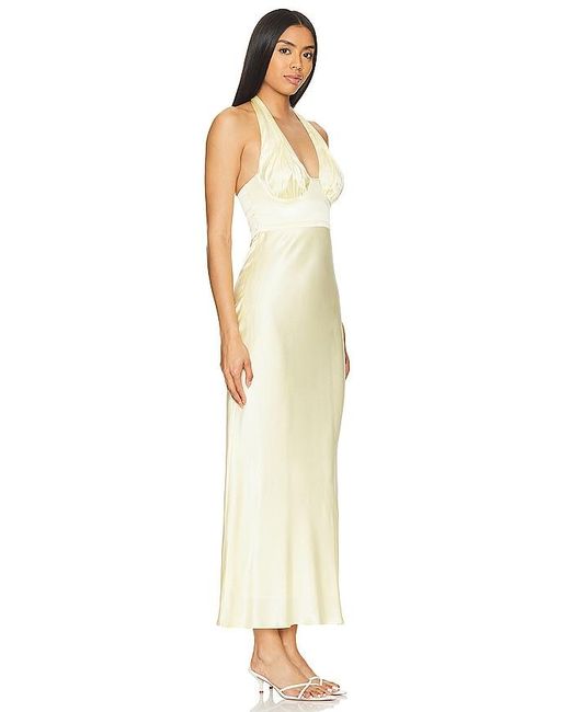 Shona Joy White La Lune Plunged Halter Midi Dress