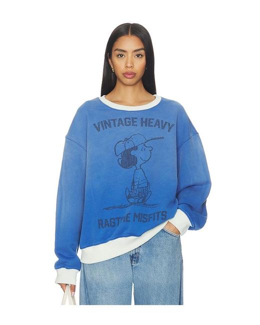 Vintage Heavy Blue X Peanuts Lucy Ragtime Crewneck Sweater for men