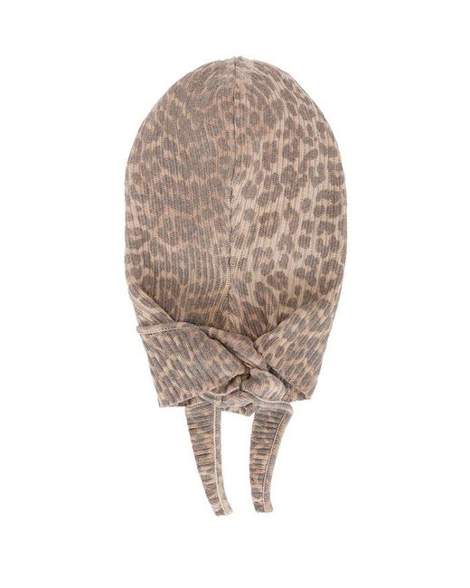 Ganni Brown Graphic Wool Knit Balaclava