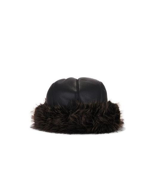 Jocelyn Black Faux Shearling Roller Hat