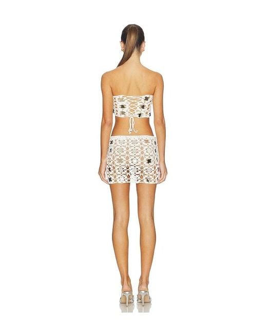 superdown White Lacen Crochet Skirt Set
