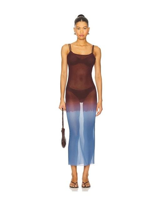WeWoreWhat Blue Mesh Scoop Maxi Slip