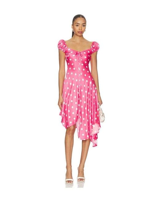 For Love & Lemons Pink Lilian Midi Dress