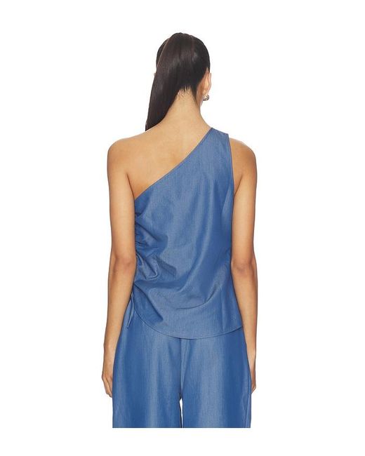 LNA Blue Neela One Shoulder Top