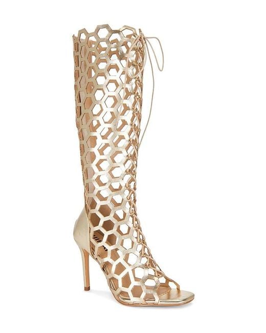 Nii HAI White Honeycomb Lace Up Heel