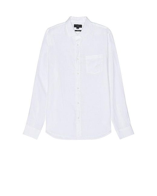 Vince White Linen Long Sleeve Shirt for men