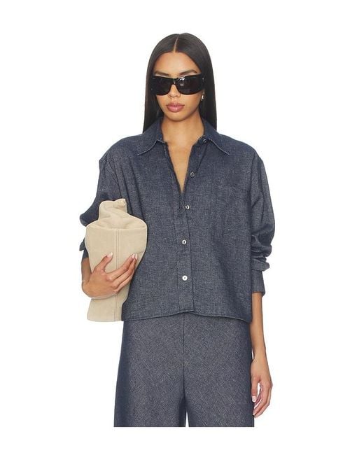 Vince Blue Cropped Long Sleeve Shirt
